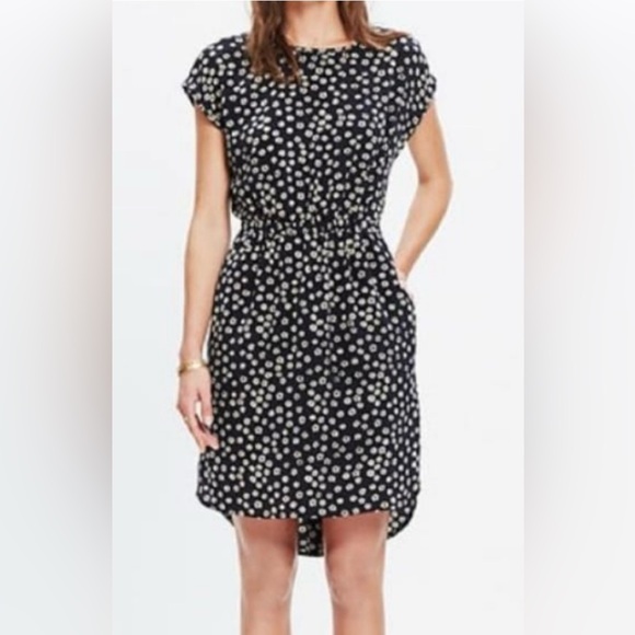 Madewell Madewell Dolman Sleeve Silk Stencil Blossom Hi-Low Mini Dress - Picture 5 of 8